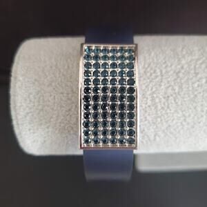Swarovski Watch Style Bracelet With Crystals Blue‎ Silicone Band Swan Signed
